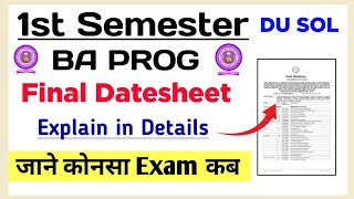 SOL BA Program First Semester Final Datesheet Explain in Details Dec Exam 2023  SOL 1st Sem Exam [upl. by Greenstein]