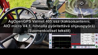 AgOpenGPSautomaattiohjaus amp Valmet 405 2 antennia AIO Micro 41 ohjauspyörän pyöritys hihnalla [upl. by Gillett]