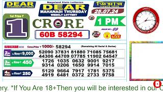 LOTTERY LIVE DEAR NAGALAND STATE LOTTERY SAMBAD DRAW RESULT 25072024 NAGALAND LOTTERY LIVE [upl. by Leeann]