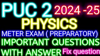 2nd PUC physics important questions with answers midterm exam 2024 [upl. by Eedoj]