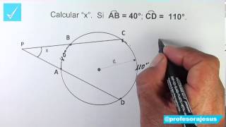 Ejemplo de Angulos Exteriores a la Circunferencia [upl. by Arerrac20]