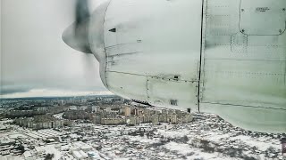 Antonov AN24RV Motor Sich Airlines  winter departure at KyivZhuliany Airport IEVUKKK [upl. by Seibold]