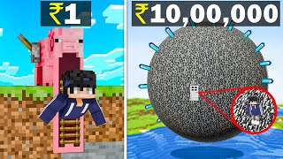 ₹1 vs ₹1000000 Illegal Secret Base in Minecraft [upl. by Elleraj404]