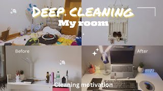 Deep cleaning and declutterring my room 🧼🫧closet cleanout  organising desk  decorating [upl. by Toy]