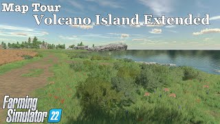 Map Tour  Volcano Island Extended  Farming Simulator 22 [upl. by Ayrb]