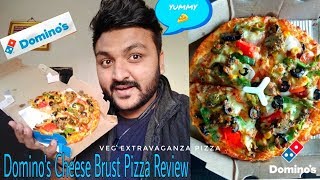 Dominos Cheese Burst Pizza Review 🍕 🔥 Veg Extravaganza Pizza 🔥🍕 Dominos India [upl. by Refiffej]