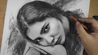 Realistic Charcoal Portrait Drawing Expressionism [upl. by Ettezyl654]