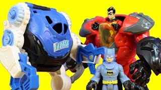 Mr Freeze amp Clayface Battle Gotham City Police Batman Superman Cyborg Robin Robot [upl. by Anivlis]