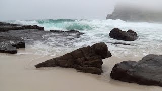 30 min relaxing ocean waves  high quality sound  no music  HD video of a beautiful misty beach [upl. by Uzia954]