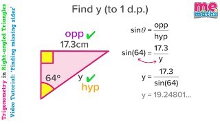 Finding Sides  Trigonometry in Right Angled Triangles SOHCAHTOA  TutorialRevision 35 [upl. by Dole343]