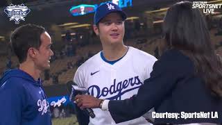 Shohei Ohtani Interview After First Dodger Home Run [upl. by Iot]