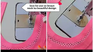 lace ke use se bnaye neck ka beautiful design stitchingideas neck neckline kurti ideas tips [upl. by Ahtibat]