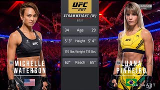 MICHELLE WATERSON VS LUANA PINHEIRO FULL FIGHT UFC 287 [upl. by Tnomyar334]