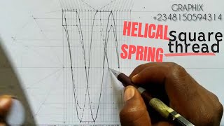 helical spring with square section  engineering graphics [upl. by Torey]