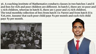 36 A coaching institute of Mathematics conducts classes Class 10th maths [upl. by Ritz610]