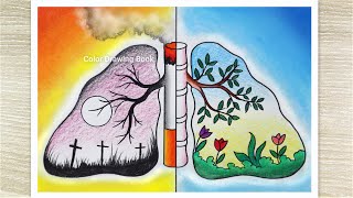 World anti tobacco day poster drawing Stop Smoking Save Life No Smoking Drawing [upl. by Arahs731]