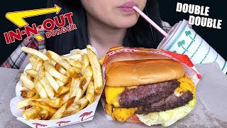 ASMR INNOUT DOUBLE CHEESEBURGER FRIES amp MILKSHAKE EATING SOUNDS  No Talking  ASMR Phan [upl. by Meluhs]