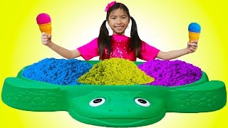 Wendy Pretend Play Learn Colors with Kinetic Sand Rainbow Ice Cream Kid Toys [upl. by Ahsiekar]