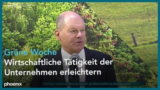 Bundeskanzler Olaf Scholz zum Rundgang bei der Agrarmesse Grüne Woche am 220124 [upl. by Worra]