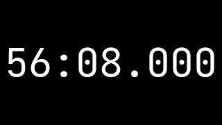 Countdown timer 56 minutes 8 seconds 5608000  White on black with milliseconds [upl. by Dionis759]