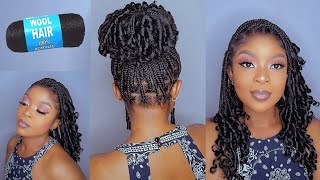 OMG😱 Knotless Short Braids With Curly Ends Using Brazilian Wool Macamy [upl. by Aihtela121]