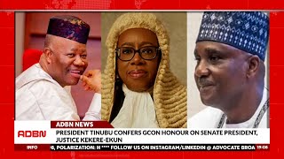 PRESIDENT TINUBU CONFERS GCON HONOUR ON SENATE PRESIDENT JUSTICE KEKERE EKUN [upl. by Callahan]