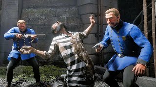 Prisoners vs Prison Guards  Red Dead Redemption 2 NPC Wars 105 [upl. by Anileda]