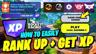 XP How to EASILY Rank Up in ROCKET RACING Achieve BronzeSilverGoldPlatinum RankFortnite Quest [upl. by Teuton]