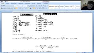 Droite de régression linéaire méthode des moindres carrés stats à deux variables calcul [upl. by Nilekcaj]