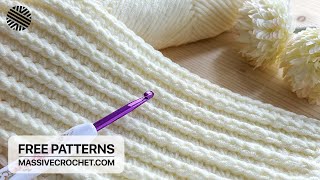 FAST amp EASY Crochet Pattern For Beginners ⚡️ 🥰 GORGEOUS Crochet Stitch for Blanket Scarf amp Hat [upl. by Eitsirc]