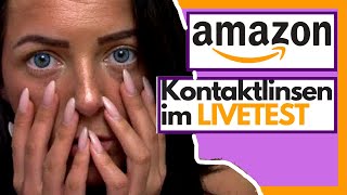 Kontaktlinsen einsetzen im LIVETEST  Sofort blaue Augen mit farbigen amazon Kontaktlinsen [upl. by Fasa951]