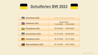 Schulferien BW 2023 [upl. by Plato]