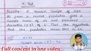 T  test method  Ttesthypothesis testing Ttest  Ttest full concept  testing of hypothesis [upl. by Eamaj707]