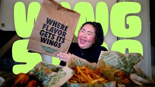 HUGE WINGSTOP ALL MY FAVS MUKBANG 먹방 EATING SHOW  Cajun Corn Mild Bonein  MONDAY MUNCHIES [upl. by Shandee]