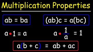 Multiplication Properties  Commutative Associative Inverse Identity Distributive  Algebra [upl. by Bozuwa]