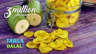 Yellow Banana Chips Banana Wafers Raw Banana Wafers by Tarla Dalal [upl. by Airbmak710]