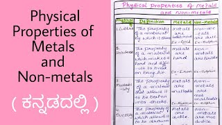 Physical Properties of Metals and Non metals in Kannada  Metals and Nonmetals [upl. by Corie]