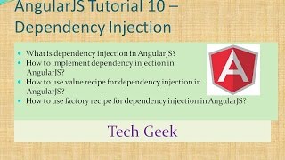 AngularJS Tutorial 10  Dependency Injection [upl. by Nylhsa]