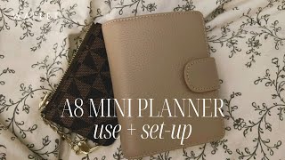 A8 MINI PLANNER USE  SET UP  moterm taupe  filofax saffiano [upl. by Ille]