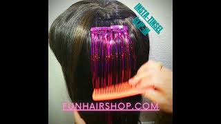 DIY tutorial how to clip in hair tinsel extensions easily Tons of tinsel in seconds [upl. by Einafpets]