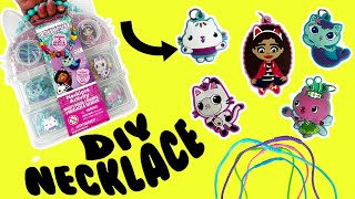 Gabbys Dollhouse DIY Necklace Activity with Gabby Pandy Paws Cakey Mercat Kitty Fairy [upl. by Neahs]