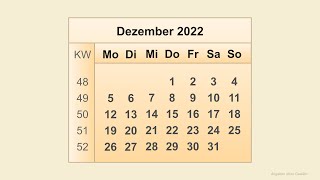 Kalender Dezember 2022 [upl. by Hawker885]