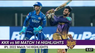 IPL 2022  MI VS KKR  MATCH 14  FULL MATCH HIGHLIGHTS [upl. by Nanfa]