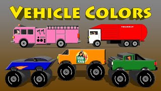 Vehicle Colors  Monster Truck Van Motorcycle Fire Engine Garbage Truck [upl. by Onfroi736]