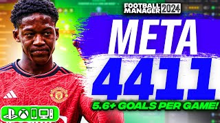 BROKEN Meta 4411 FM24 Tactics 5 Goals Per Game  Best FM24 Tactics [upl. by Tchao]