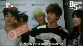 BTS Jin and V speaking Chinese [upl. by Adiene477]