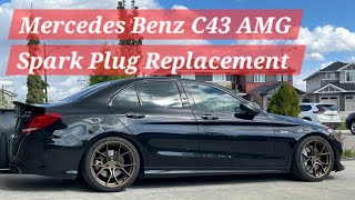 Mercedes Benz C43 AMG diy sparkplug replacement [upl. by Ennairda7]