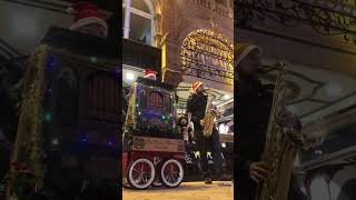 Jingle Bell Rock  Buskers Jam session with Saxophone and hand turned organ [upl. by Ormsby]