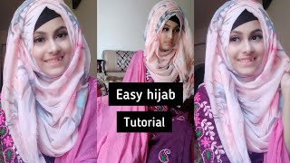 Easy Hijab tutorial with salwar kamij and saree  Noshin Nower ❤ [upl. by Sartin]