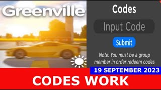 CODES CODES NEW CARS Greenville ROBLOX  SEPTEMBER 19 2023 [upl. by Llednov]